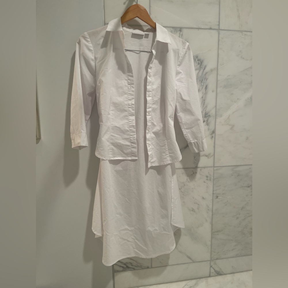 White Women's Button-Front Shirt long back